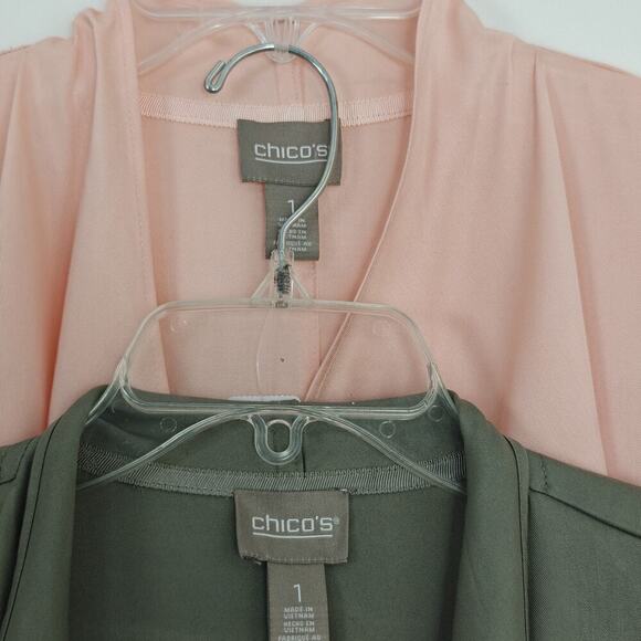 Chico's Soft Drape Front Jackets Lot Size Medium / 1 Green Peach Drawstring NWT - Picture 2 of 16
